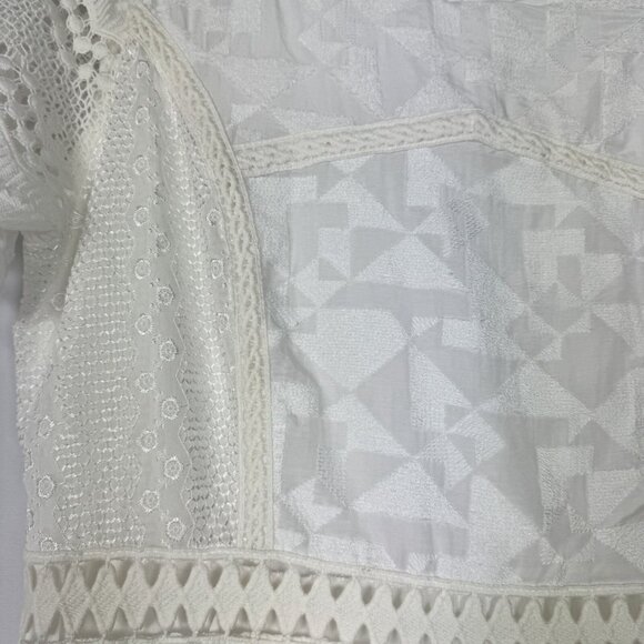 Anthropologie Eri + Ali White Lace Swann Midi Dress Embroidered Victorian 10 - Picture 4 of 13